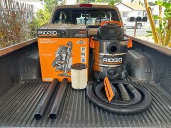 RIDGID 10 Gal. 6.0 Peak HP Stainless Steel Shop Vacuum Wet Dry Vac w/Filter, Hose & Attachments