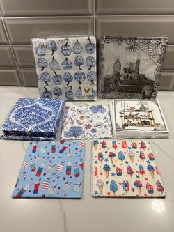 Decoupage beach shells ice cream pumpkins Halloween skull 4th of July Paper Napkins lot