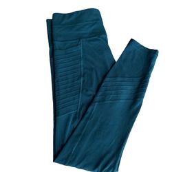 Athleta Stash Pocket Moto Tight In Powervita Teal‎ Size S