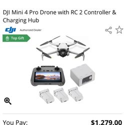 DJI Mini 4 Pro Drone with RC 2 Controller & Charging Hub