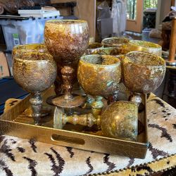 Neiman Marcus Agate Balloon Wine glasses 