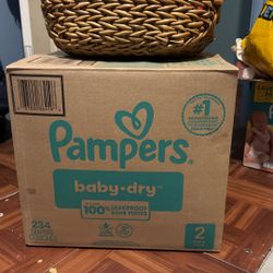 Box of baby size 1 diapers (unused)