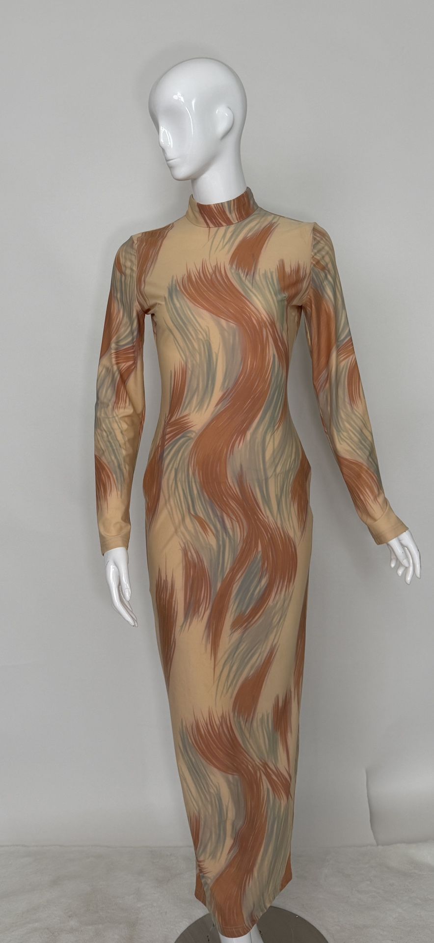 Long Tie Dye Bodycon Dress High Neck, Long Sleeve Stretch - eharrisgallery.com Long Tie Dye Bodycon Dress High Neck, Long Sleeve Stretch - eharrisgallery.com