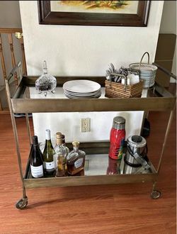 Bar & Kitchen Cart with Shelf in Metal - Crafte and Barell