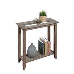 New in Box High Quality Tempered Glass Top Wooden Hall Table/Entryway Table