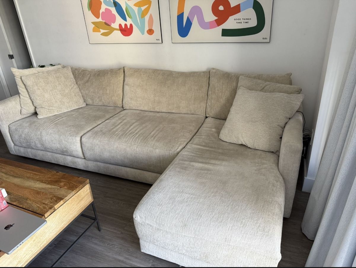 Crate &  Barrel Gather Two Piece Sectional Sofa with Chaise Lounge