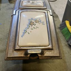 Antique Coal Bin Box French Enameled Cast iron