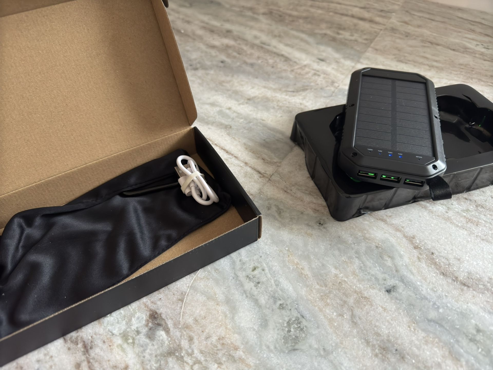 Solar Power Bank 10,000mAh with Solar Charging - Portable Charger with 3 USB Ports
