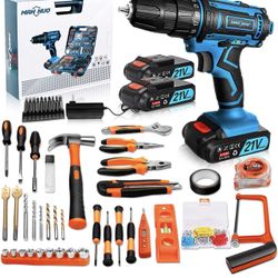 Cordless Drill Power Set, 21V Cordless Drill Set with 3000mAh Battery & Fast Charger, 117 Piece Power Tool Set Combo Kit with Power Drill Driver, Elec