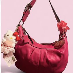 Coach Y2K SoHo Pink Pleated Leather Large Hobo Bag