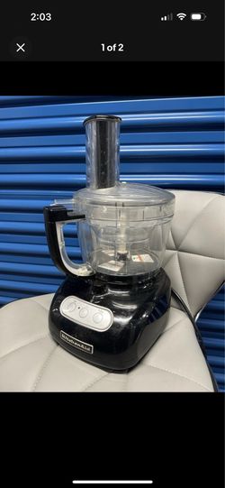 KitchenAid 7-Cup Full-Size Food Processor Black/Clear Bowl Lid Feed Tube Pusher