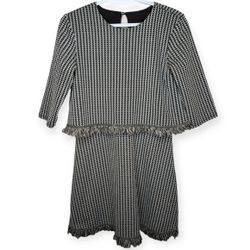 River Island White Tweed Style Fringe Detailed Dress
