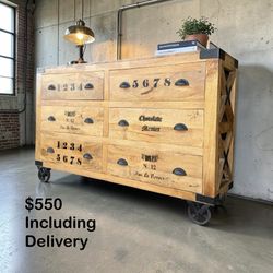 🪵 Industrial Mango Wood Dresser / Sideboard – Free Delivery 🚚