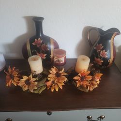 Fall Decor Vases And Candle Holder