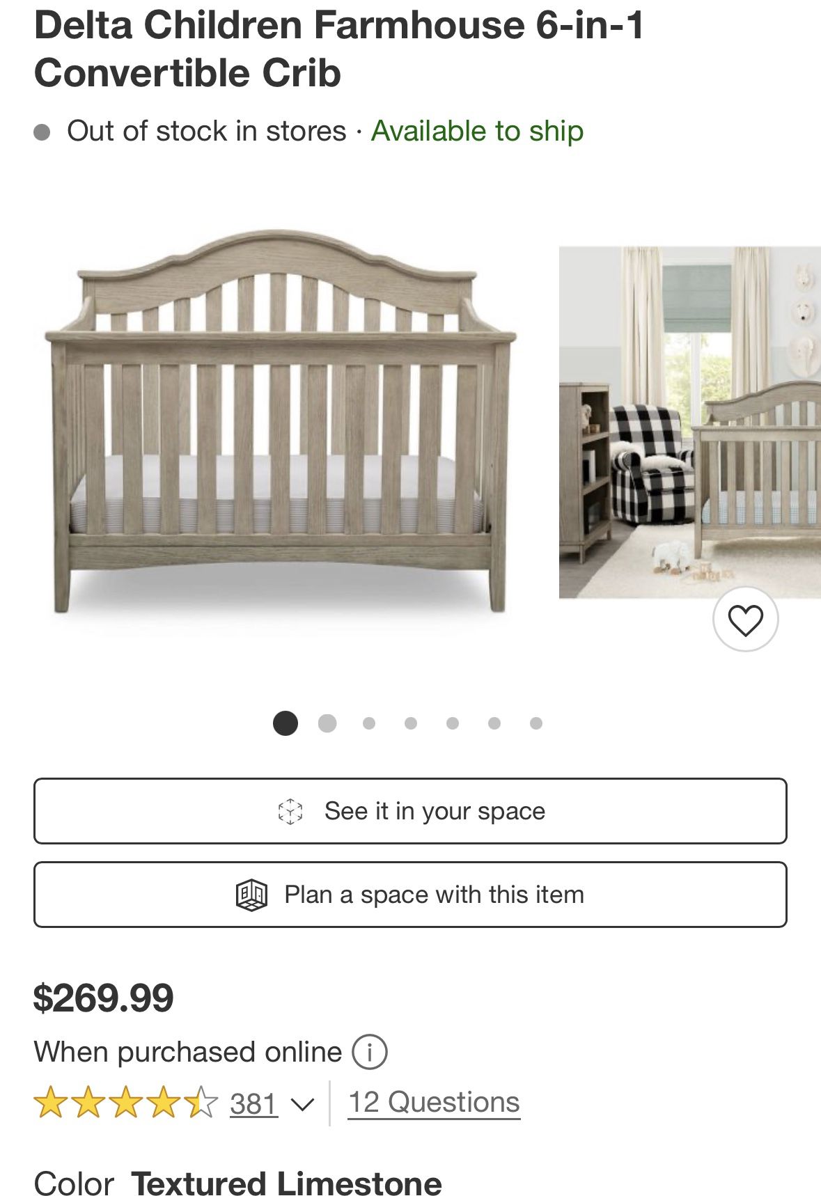 6-in-1 Delta Crib With Mattress Included