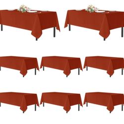 sancua Thanksgiving Tablecloths for 6-Foot Rectangular Tables, 8-Pack, Burnt Orange — Washable Polyester Autumn Tablecloths for Holiday Parties, Birth