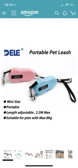 DELE Retractable Strap, 7 ft. Pet walking strap for small pets up to 22lbs, latest tampering intervention, a Break & Lock button, mini size and porta