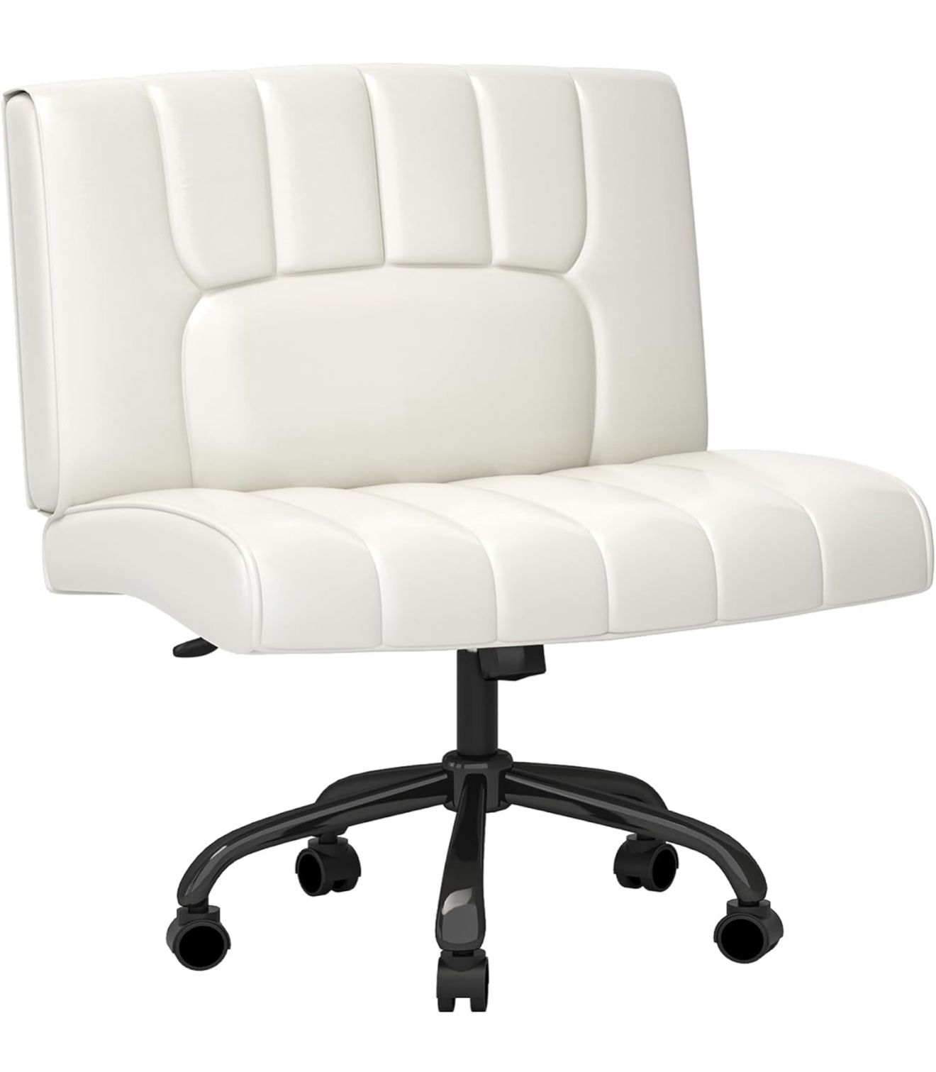 White Desk Chair, White Criss Cross Chair with Wheels, White Vanity Chair with Back/4.7in Thick Seat Cushion, 25 * 23in Wide Comfortable BRAND NEW