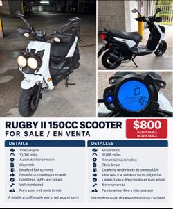 Rugby II 150cc Scooter – Clean Title – 10,095 Miles – $800