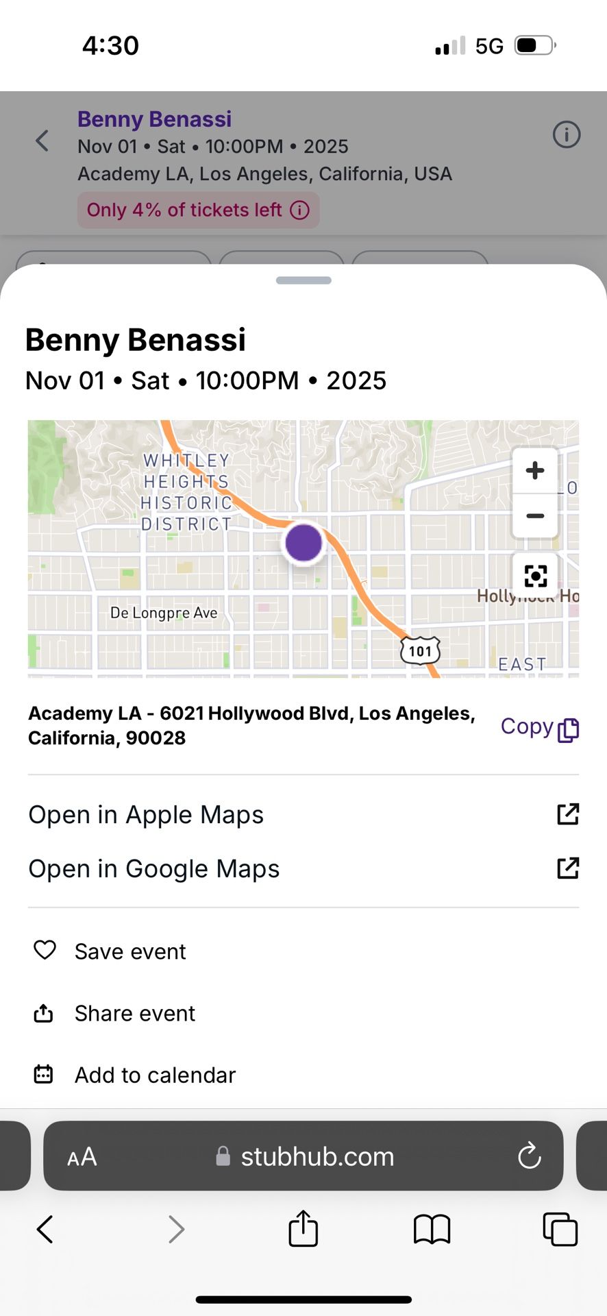 Selling 1 Benny Benassi Ticket @ Academy