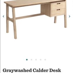 Graywashed calder desk with on sale drawers