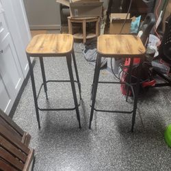 Metal And Wood Industrial Stools 