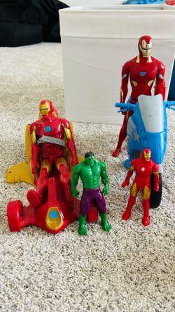 Iron man, toy motorcycle and vehicle