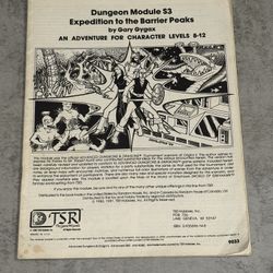 Dungeons & Dragons Expedition to the Barrier Peaks TSR#9033 (1E, 1980) No cover