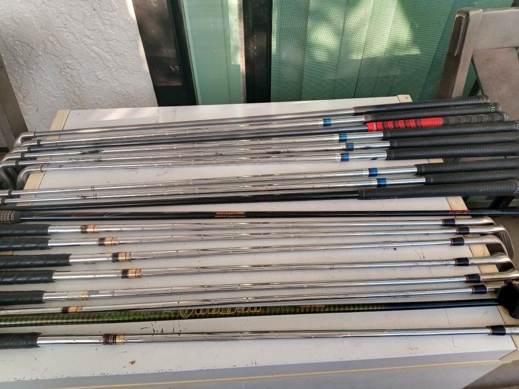Golf Clubs, Golf Balls and the things you put the balls on. 