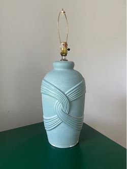 Vintage postmodern plaster table lamp in blue