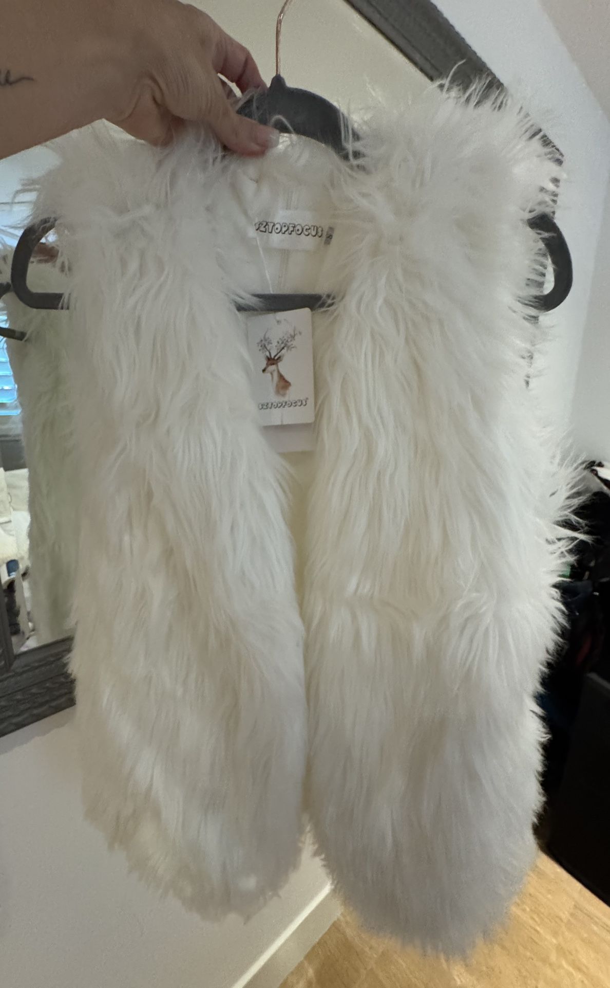 NEW LED White Faux Fur Festival Vest