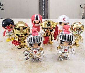 Collection Of 8 Assorted Ryan's World 3" Action Figures By Bonkers Toys Featuring Characters In Various Costumes Like Construction Worker, Knight, Pir
