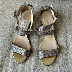 Jimmy Choo Metallic Wedge Sandals Size 37 Made in Italy