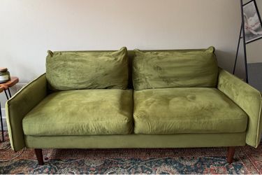 Container Furniture Direct Kent Olive Green Velvet Loveseat Sofa