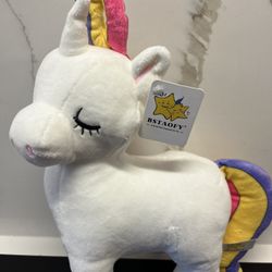 New Bstaofy 12” Unicorn Light Up Led Colors White Horse Pillow Soft Night Light Rainbow