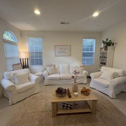 White Couch & 2 Chairs