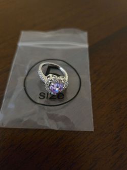 Sterling silver heart-shaped ring lavender. More sizes available