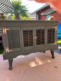Vintage Ames Furniture Company Cabinet with With Shutters That Open and Close - Top needs to be refinished