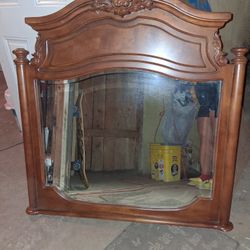 Antique Mirror Classic Walnut Oak French Mirror! Pick Up Only! $20. Firm. Moving Out Soon. 