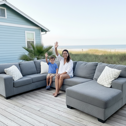 Delivery Available! Gray Sectional Couch Sofa Chaise Foot Rest Ottoman