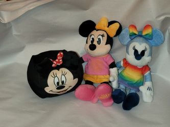 LOT OF 3  Disney Minnie Mouse Plush Doll Stuffed Set 