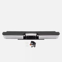 . Universal Steel Step Rear Bumper Assembly Fleetside Chrome New F-15O F-25O