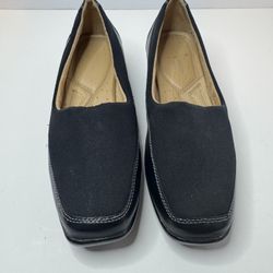 Naturalizer N5 Comfort Black Leather And Fabric Loafers Size 8W 
