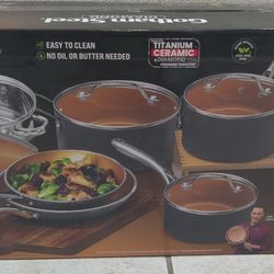Gotham Steel 12pcs Ceramic Cookware Set, NonStick, NonToxic, Oven and Dishwasher Safe - New