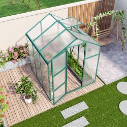 Newly marketed Gain height windproofaluminum greenhouse 6x6 FT Polycarbonate Greenhouse Raised Base and Anchor Aluminum Heavy Duty Walk-in Greenhouses