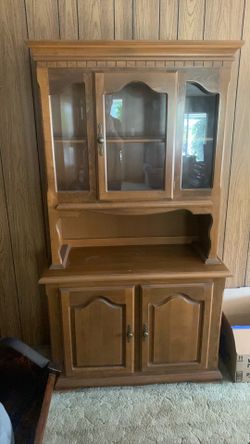 Very Solid wood china cabinet / hutch with glass display doors
