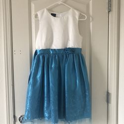 Girls Dress White And Sky Blue 