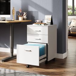 DEVAISE 3 Drawer Wood Mobile File Cabinet, Rolling Filing Cabinet for Letter/A4