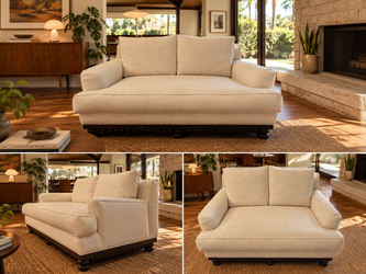 Beautiful 2-person sofa with turned wood details