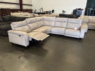 Trower 5-piece Fabric Power Reclining Sectional with Power Headrests